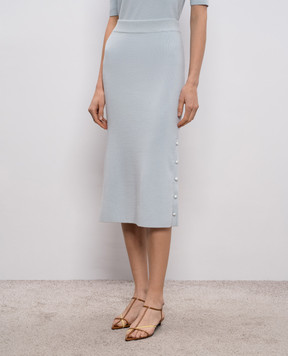 Jil Sander Блакитна спідниця міді з вовни J02MA0366J14830