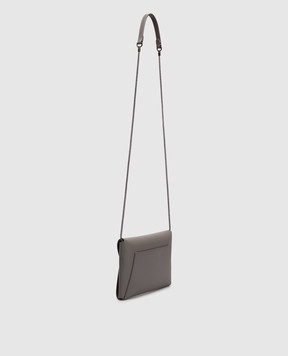 Brunello Cucinelli Серый кожаный клатч с принтом логотипа MWXAD2722P