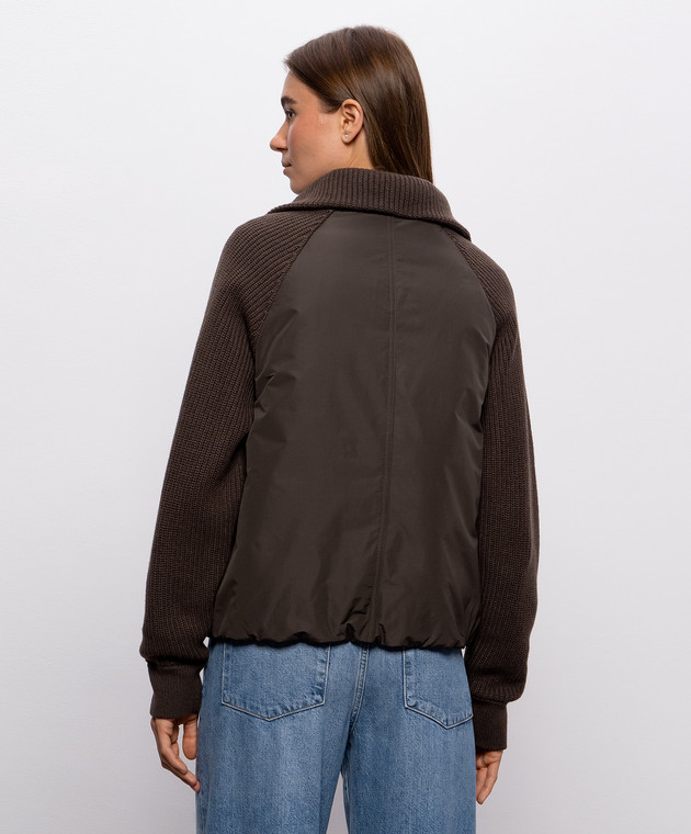 Brunello Cucinelli Коричнева пухова куртка з вовною та кашеміром MH5257294P зображення 4