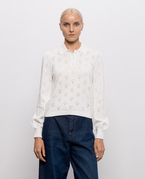 Twinset Белое поло с кашемиром с ажурным узором 262TP3022