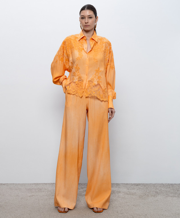 Ermanno Scervino Оранжевая блуза с кружевом D482K743APEMY изображение 2