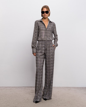 Ermanno Scervino Серая блуза в клетку с кристаллами D492K361CTXHF