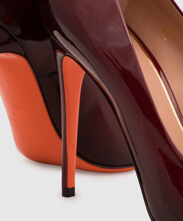Santoni Бордовые кожаные лакированные туфли WDCZ70944HIANVAA изображение 5