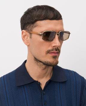 Brunello Cucinelli Золотые солнцезащитные очки Jarama MOCPATTS09