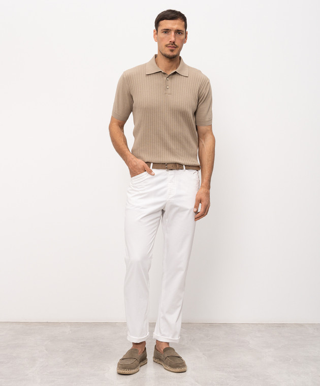 Bilancioni Бежеве поло в рубчик BE2661054772 зображення 2