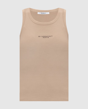 Givenchy Бежевий топ в рубчик з логотипом BW70FPP7BR