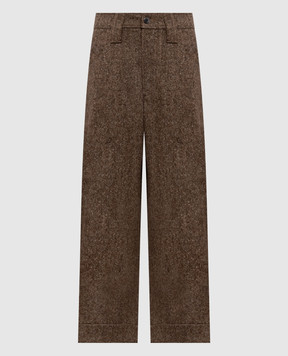 Brunello Cucinelli Коричневі штани з вовною з відворотами MD002P9353