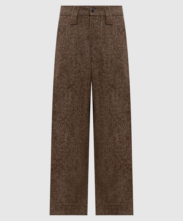 Brunello Cucinelli Коричневі штани з вовною з відворотами MD002P9353