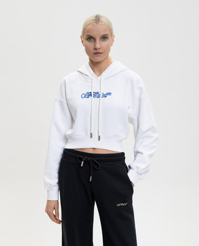 Off-White Белые укороченные худи Cloudy Arrow OWBB056F25FLE002