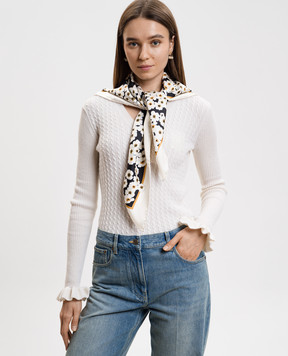 Valentino Біла хустка із шовку в квітковий принт 8W2EI114MIG