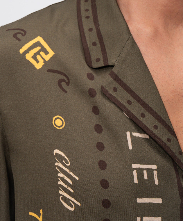 Balmain Сорочка кольору хакі з принтом GH0HN130VI80 зображення 4