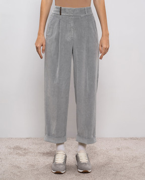 Peserico Сірі вельветові штани P04831T303642