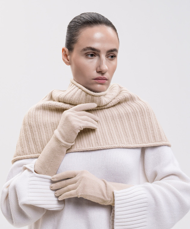 Allude Бежевий баф з кашеміру в рубчик 26511124 зображення 2