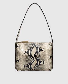 Khaite Бежевая кожаная сумка Lori с тиснением под кожу рептилии H1043803