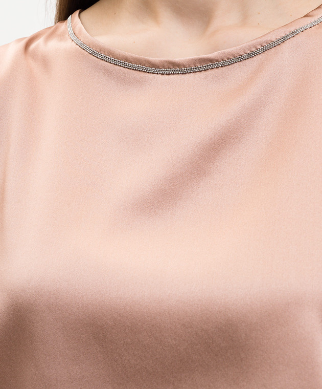 Peserico Рожевий топ із шовку з ланцюжком моніль E08893D02372 зображення 5