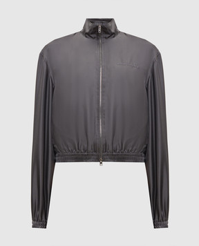 Alexander Wang Серая спортивная куртка из шелка с вышивкой логотипа 1WC2262735