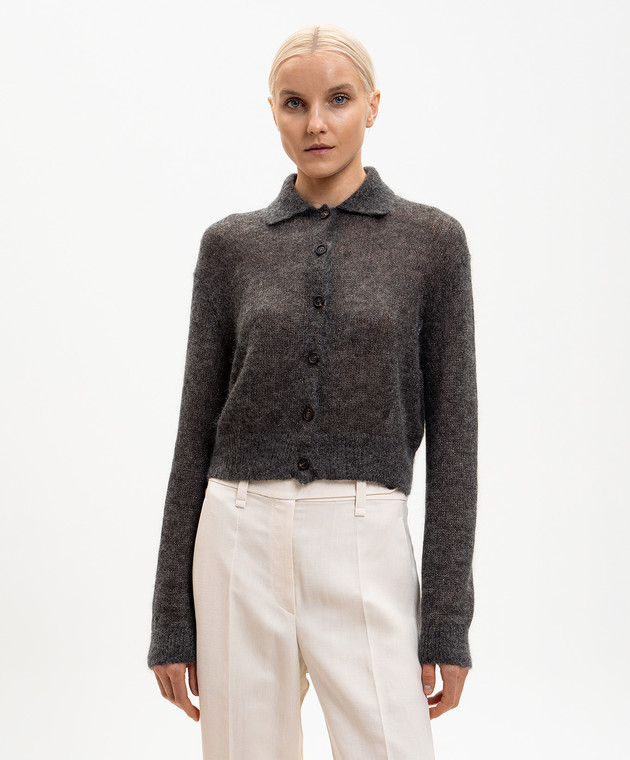 Brunello Cucinelli Сірий кардиган з вовною з люрексом MBG775516P зображення 3