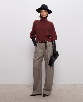 Brunello Cucinelli Бордовый свитер из шерсти, кашемира и шелка M16129313P