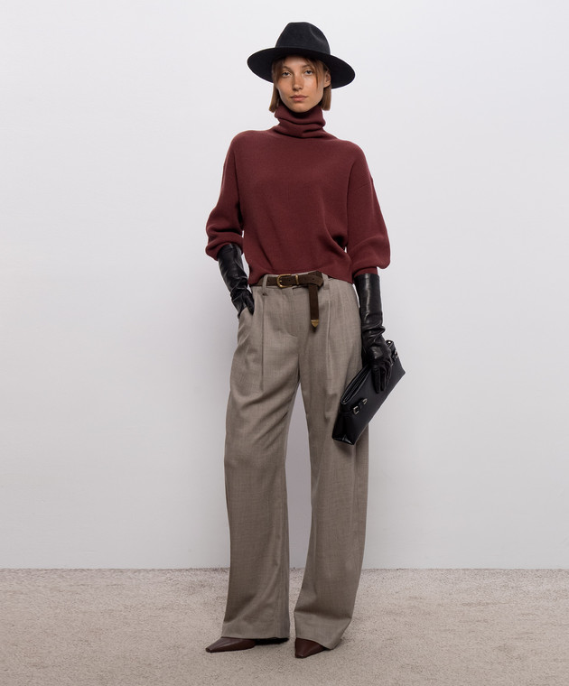Brunello Cucinelli Бордовий светр з вовни, кашеміру та шовку M16129313P зображення 2