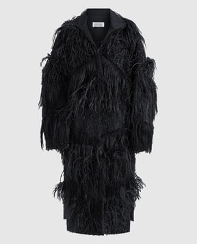 16Arlington Черное пальто Azra с перьями страуса C080AW2501