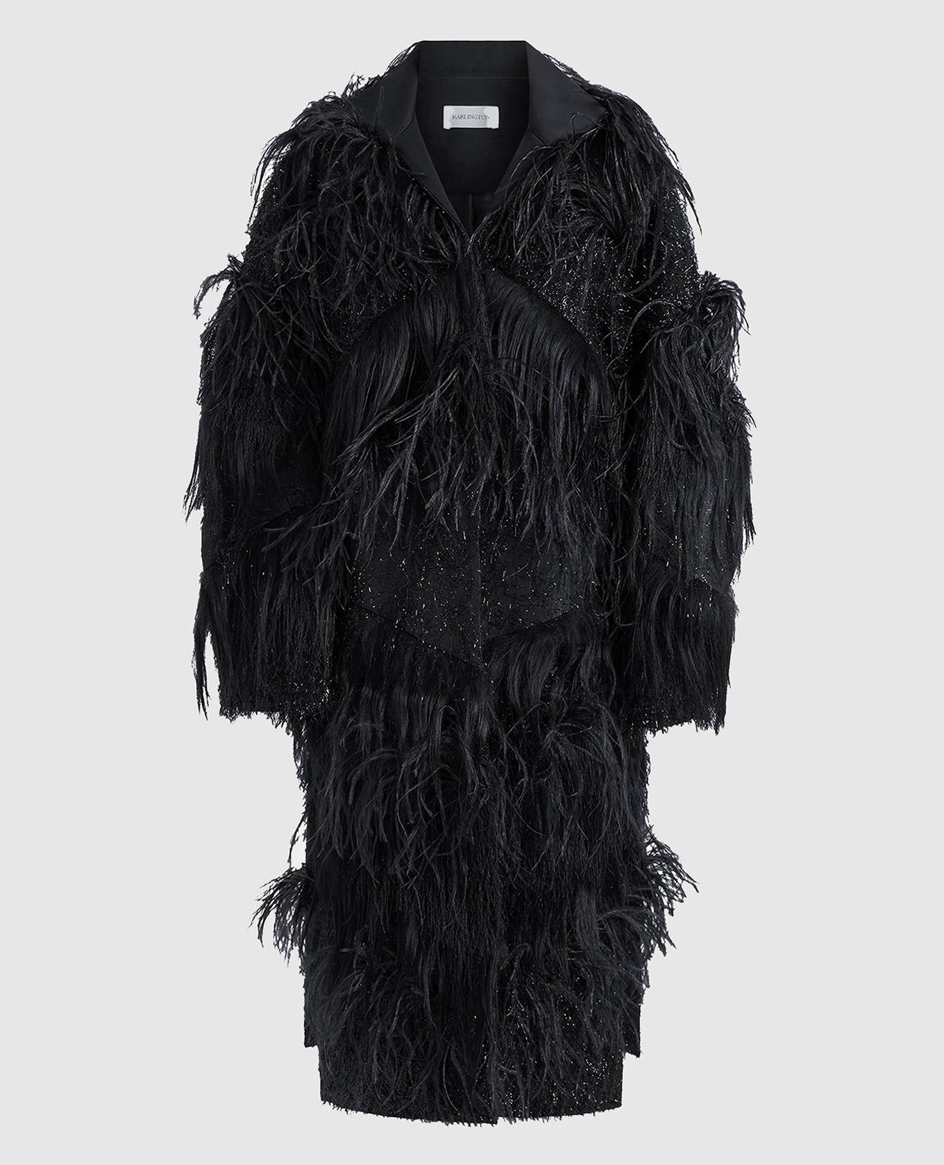 

Черное пальто Azra с перьями страуса, Черный, Пальто