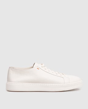 Santoni Белые кожаные кеды с логотипом MBCD21430BARCMMD