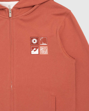 Brunello Cucinelli Детская оранжевая спортивная куртка с брендовым принтом BE854E507A