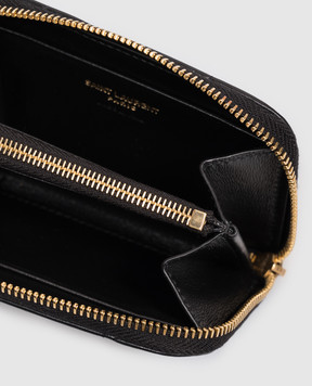 Saint Laurent Черный кожаный кошелек JAMIE 863317AAG7X