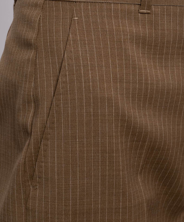 Max Mara Коричневые брюки CAMBUSA из шерсти в полоску MSTCAMBUSA изображение 5