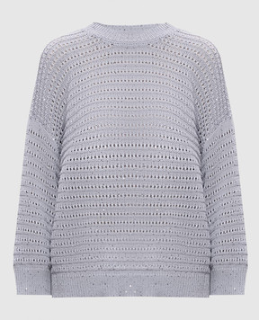 Peserico Сірий ажурний джемпер з паєтками S99121F0509110