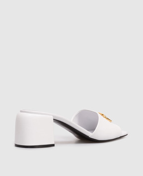 Sergio Rossi Білі шкіряні мюлі Surge з фактурною монограмою B11370MMVN13