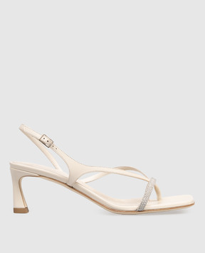 Peserico Бежевые кожаные босоножки с цепочкой мониль E39737C0RCC844