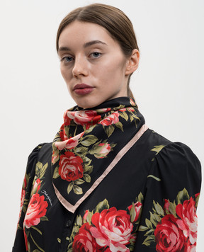 Dolce&Gabbana Черный платок из шелка в цветочный принт FN092RGDDPM