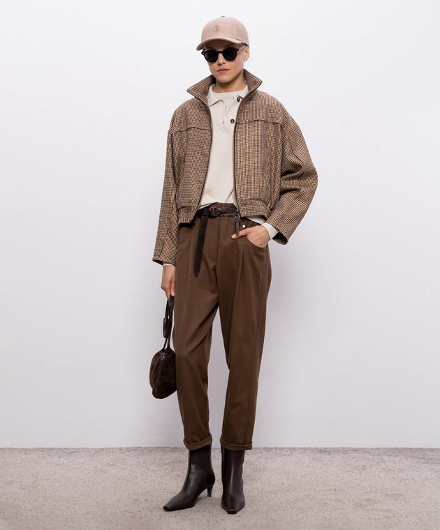 Brunello Cucinelli Бежевый свитер из хлопка с цепочкой мониль M19194705 изображение 2