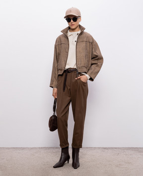 Brunello Cucinelli Бежевий светр з бавовни з ланцюжком моніль M19194705