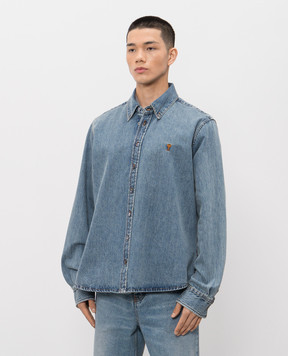 Ami Paris Синяя джинсовая рубашка Ami de Coeur USH786DE0056