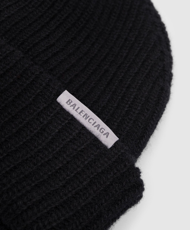 Balenciaga Черная шапка-бини из шерсти A001NH4G6B0 изображение 3