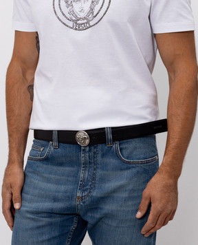 Versace Черный кожаный ремень с фактурной эмблемой 1024410DVTP1