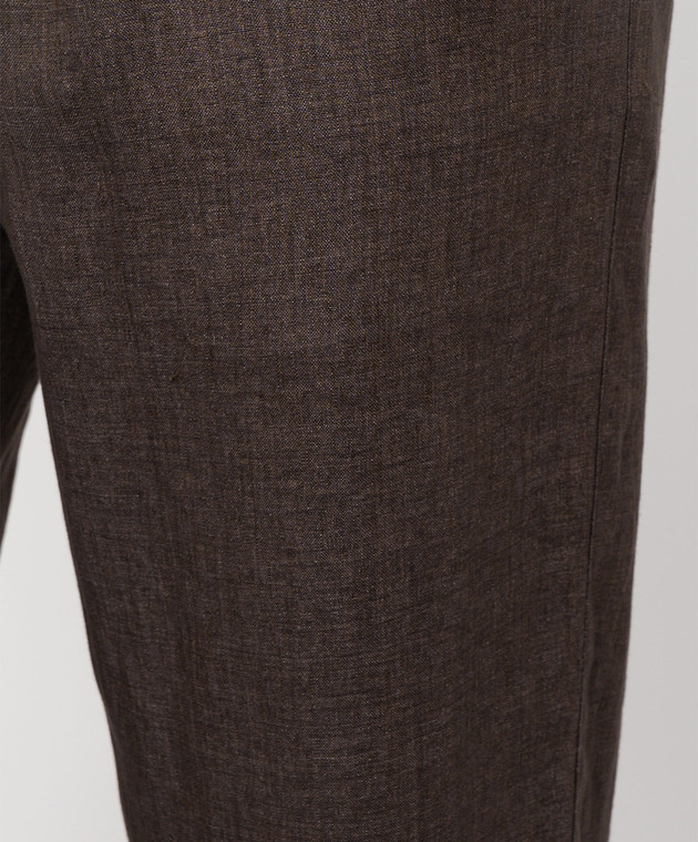 Canali Коричневі штани з льону AE05958U97003 зображення 5