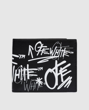 Off-White Черный кожаный портмоне с принтом логотипа OMNC094S26LEA004