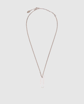 Off-White Серебристая цепочка с подвеской Paperclip с кристаллами OWOB146S26MET001