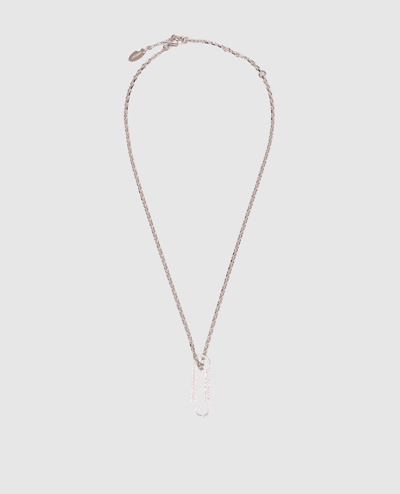 

Серебристая цепочка с подвеской Paperclip с кристаллами, Серебристый, Ожерелья