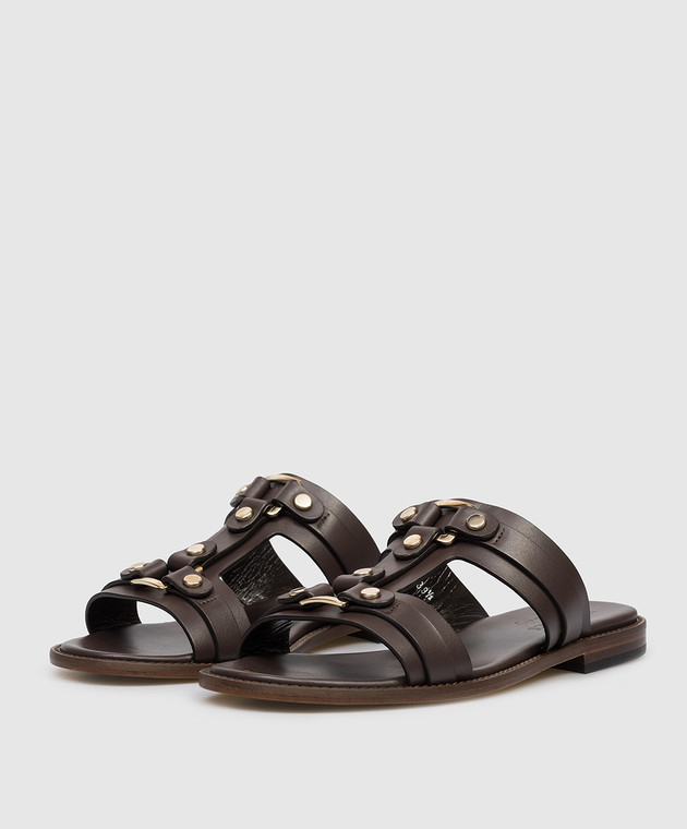 Doucal's Коричневі шкіряні шльопанці DD8771MARNUF073 зображення 2