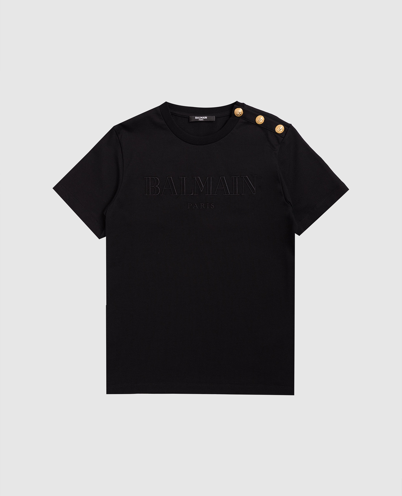 

Детская черная футболка с вышивкой логотипа, Белый, Футболки