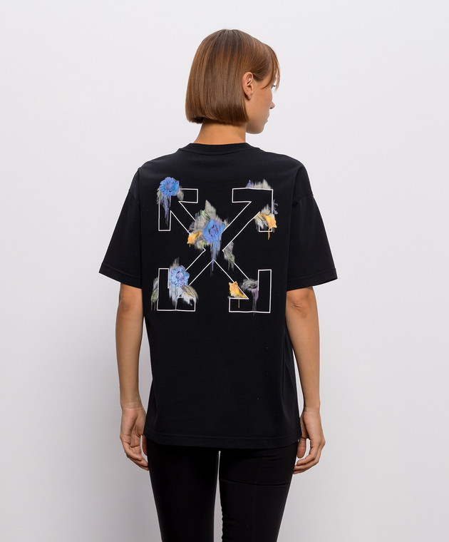 Off-White Черная футболка Arrow Out Flower 2FA00644T изображение 4
