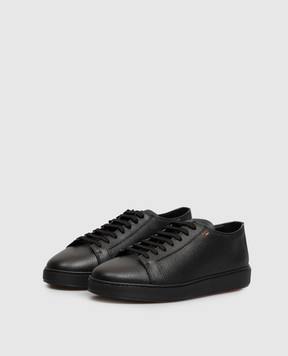 Santoni Черные кожаные кеды MBCD21532NEARAYD