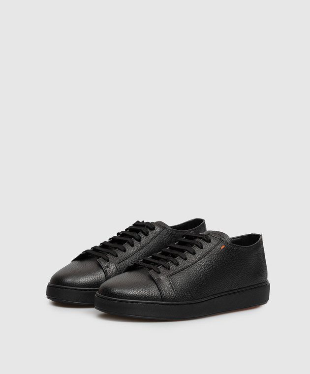 Santoni Чорні шкіряні кеди MBCD21532NEARAYD зображення 2