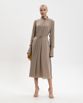 Tom Ford Коричневое платье миди из шелка AB3639FAX1507