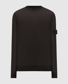Stone Island Коричневий джемпер з вовни з логотипом K2S155100074S00FC