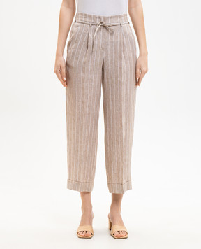 Peserico Бежеві штани з льону в смужку P04303A02639